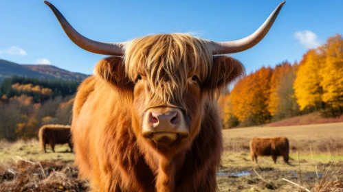 Colorful Cow in Scottish Landscape: A Rural Chinese Interpretation