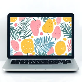 Vibrant Tropical Patterns on Laptop Display