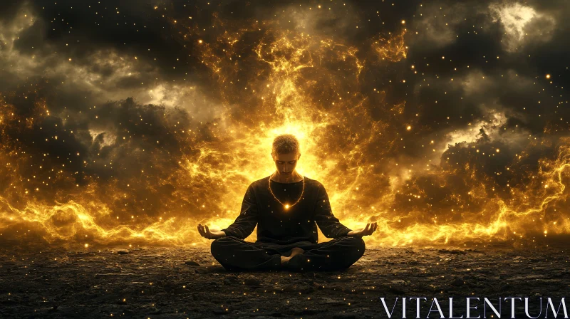 AI ART Figure in Lotus Position Radiating Light