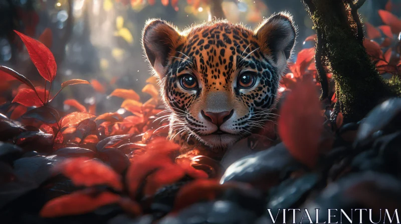 Young Jaguar in Nature AI Image