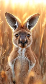 Kangaroo Amongst Sunset Grass