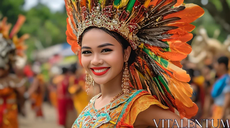 AI ART Cultural Portrait of Smiling Woman