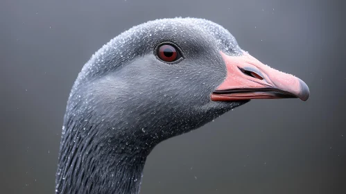 Bird Head Portrait with Dewy Feathers