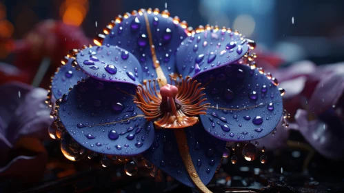 Purple Orchid in Rain - A Surrealistic Cinema4D Render