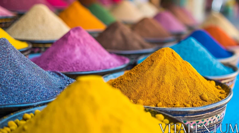 Vibrant Colored Powders at a Market | Orientalist Imagery AI Image