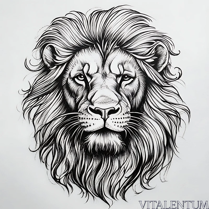 Monochrome Lion Artwork AI Image