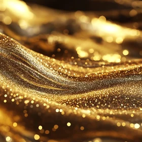 Golden Sparkle Wave Intricate Glitter Art