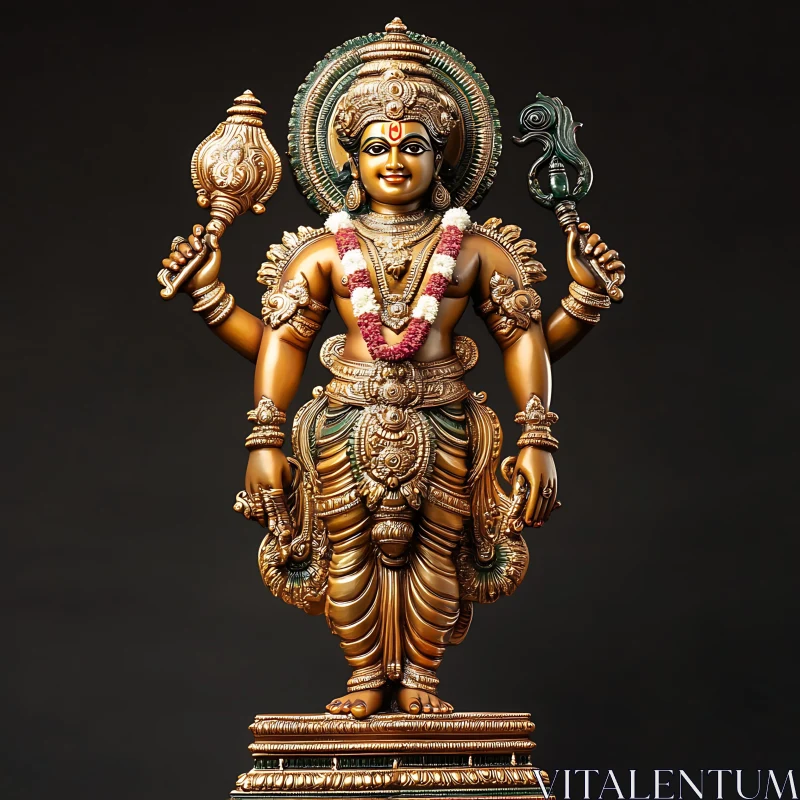 Ornate Sculpture of Hindu God AI Image