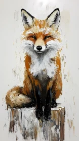 Fox on Stump Oil Art