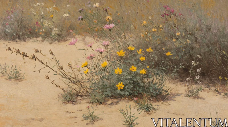 AI ART Wildflowers in Sand Painting