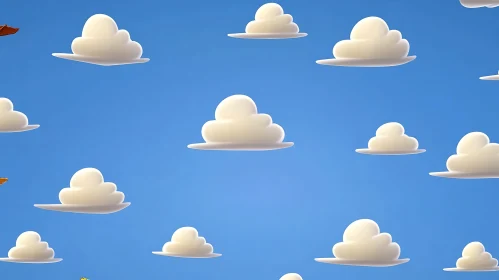 Fluffy Clouds in Blue Sky