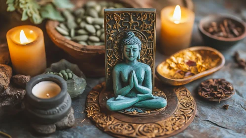 Serene Buddha Meditation Still Life