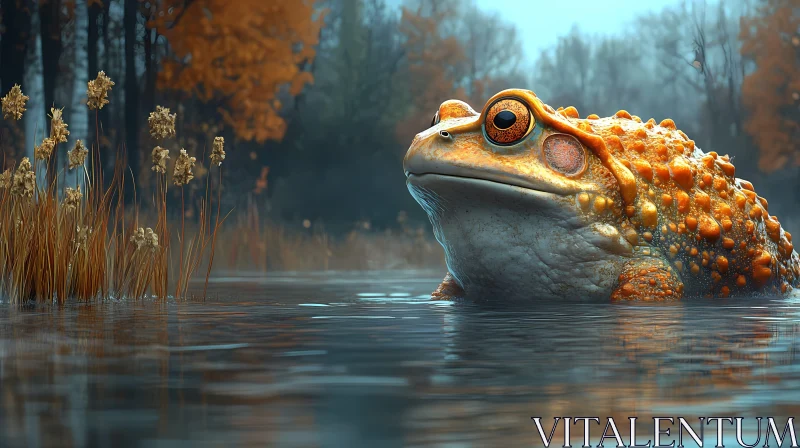 AI ART Autumnal Frog by the Water