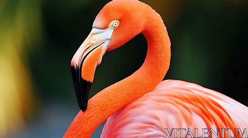 Pink Flamingo with Black Tipped Beak AI Image