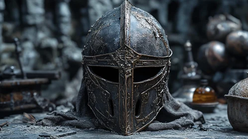 Medieval Helmet Close-Up Art