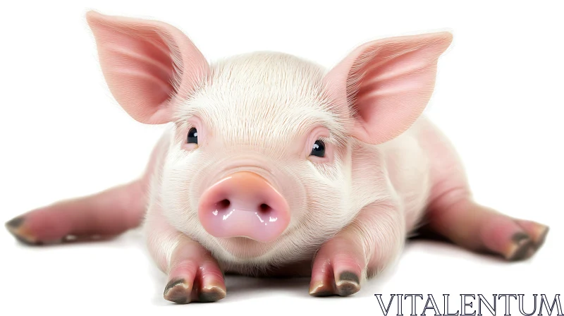 Charming Piglet on White Background AI Image