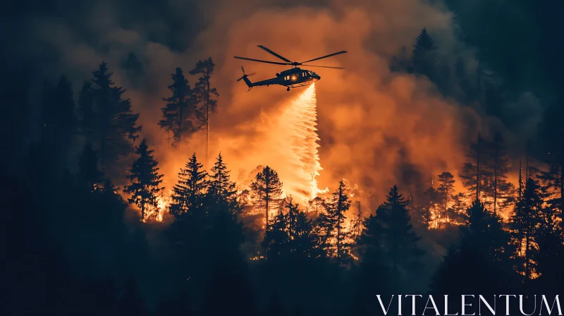 Aerial Firefighting Operation in Forest AI Image