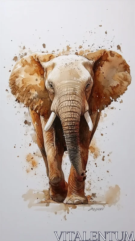 Elephant Watercolor Painting AI Image