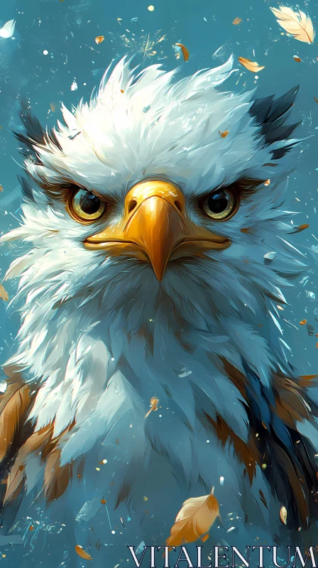 Eagle Portrait with Leaves AI Image