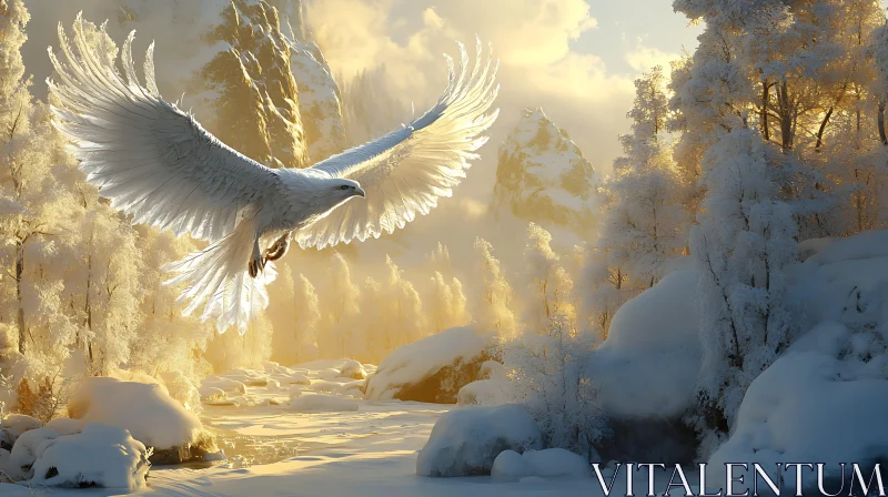 White Eagle in Winter Wonderland AI Image