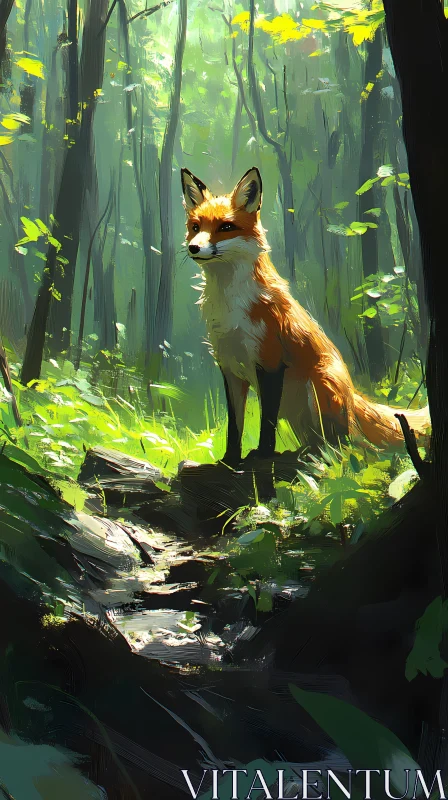 Fox Amidst Forest Greenery AI Image