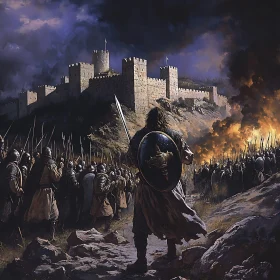 Medieval Army Approaching Castle