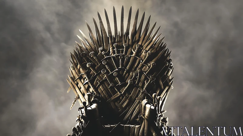 AI ART Monochrome Iron Throne