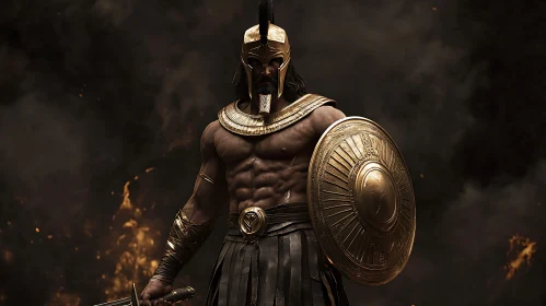Armored Warrior in Smoke and Fire