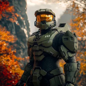 Olive Armor Warrior in Nature