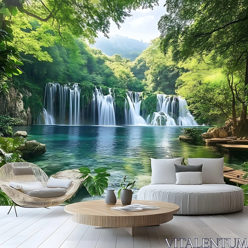 Nature-Inspired Living Room Design AI Image