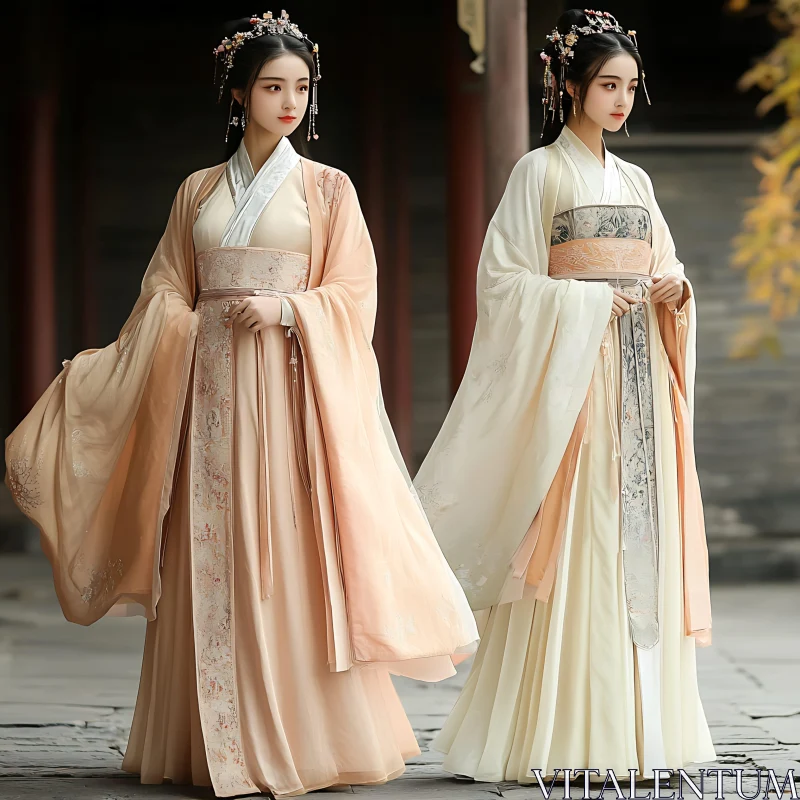 Beauties in Ancient Chinese Attire AI Image