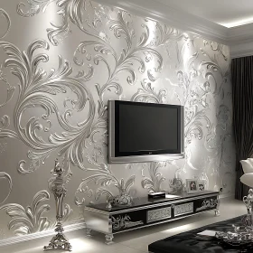 Silver Luxury Interior with Modern TV