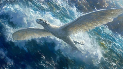 White Dragon Over Ocean Waves