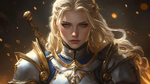 Female Knight with Sword and Blonde Hair