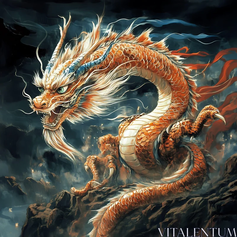 Legendary Dragon Art, Mythical Creature AI Image