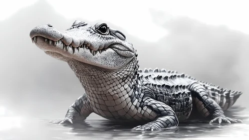 Monochrome Artwork of an Alligator