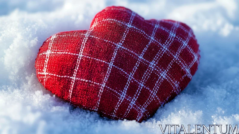 Crimson Heart on Winter's Blanket AI Image