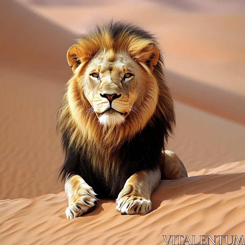 AI ART Majestic Lion on Sand Dune