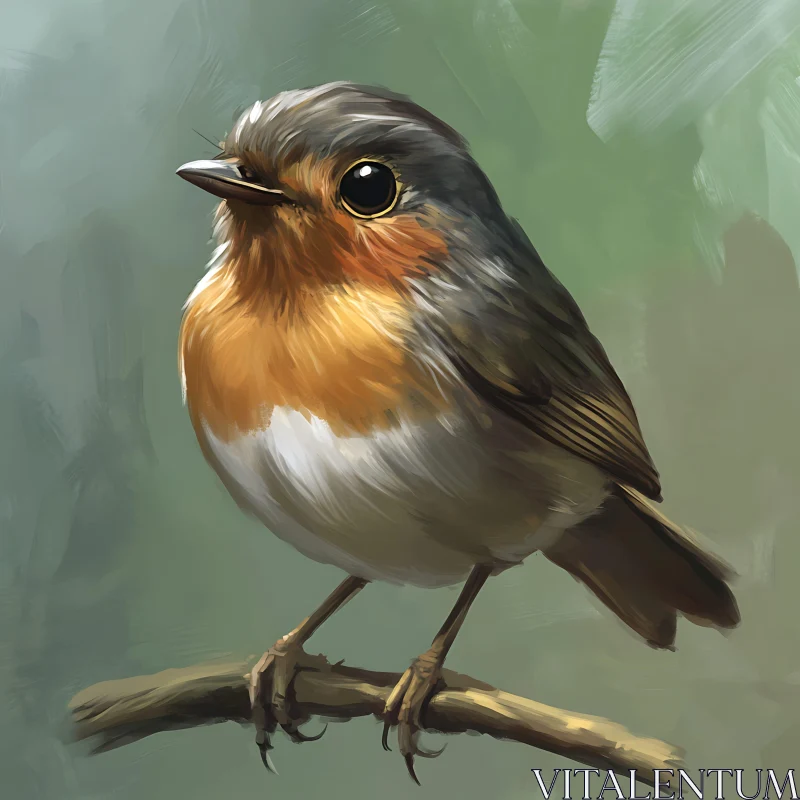 Charming Robin Portrait on Branch AI Image