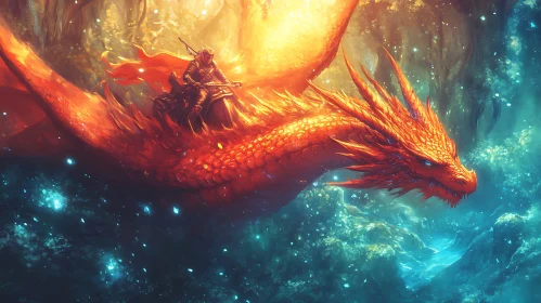 Warrior and Dragon in Flight