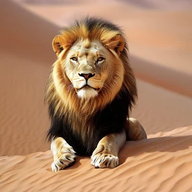 Majestic Lion on Sand Dune