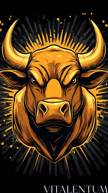 AI ART Radiant Bull with Golden Horns