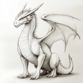 Elegant Dragon in Monochrome Drawing