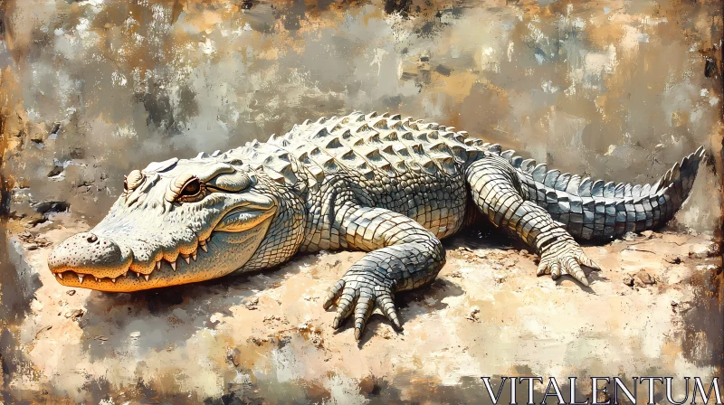 Textured Alligator Illustration AI Image