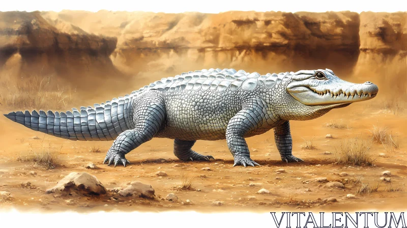 Crocodile in Dry Lands AI Image