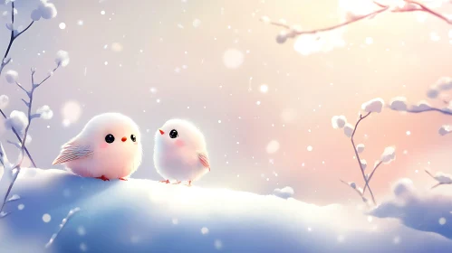 Two Little Birds on a Snowy Day