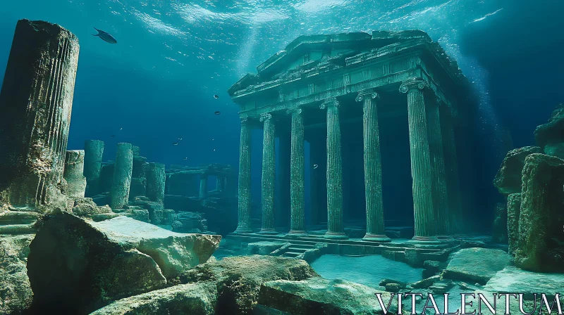 Sunken Temple: An Underwater Architectural Wonder AI Image