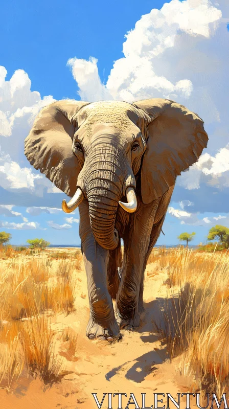 AI ART Elephant Amidst Golden Savanna