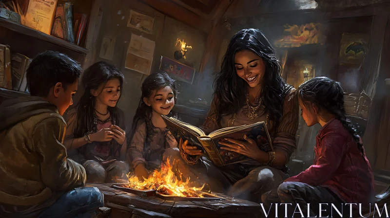 AI ART Fireside Stories: A Cozy Reading Session