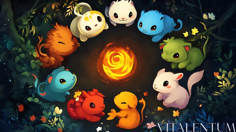 AI ART Enchanted Animal Gathering